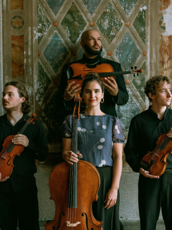 the isidore quartet, in a dark outdoor portrait