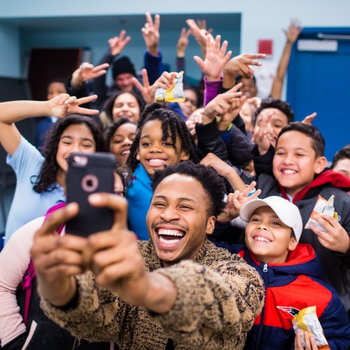 Group of kids taking a selfie
