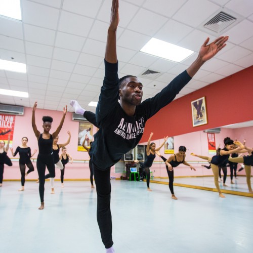 Dancers participating in a dance workshop indoors