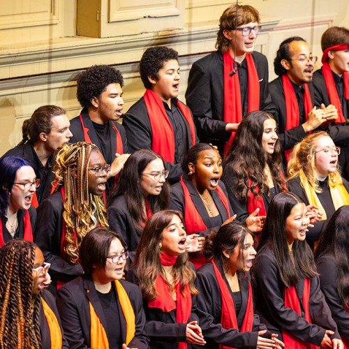 A youth chorus performs