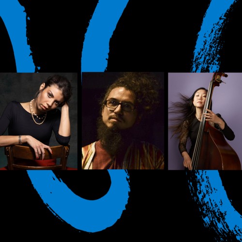 portraits of Melissa Aldana, Leo Genovese, Linda May Han Oh with her bass, and Jeff "Tain" Watts in performance.