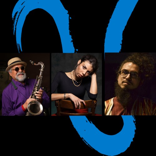 Portraits of Melissa Aldana, Leo Genovese, Linda May Han Oh with her bass, and Jeff "Tain" Watts in performance.