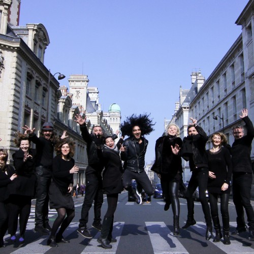 Double Sens Chamber Orchestra, group candid photo; Nemanja Radulovic studio portrait with violin