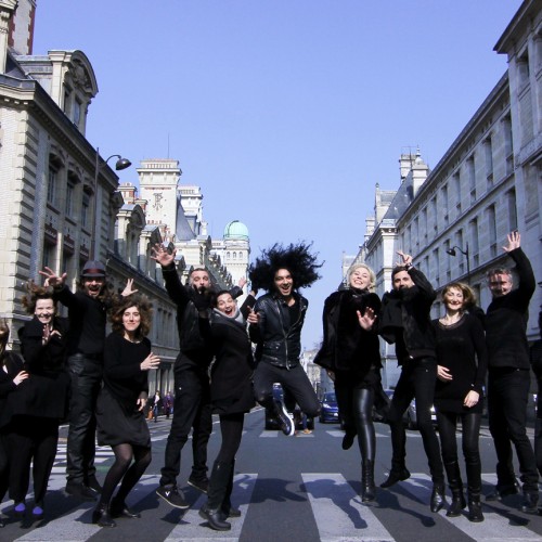 Double Sens Chamber Orchestra, group candid photo; Nemanja Radulovic studio portrait with violin