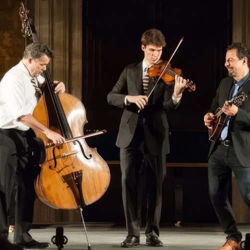 Edgar Meyer, Mike Marshall, and George Meyer, group portrait