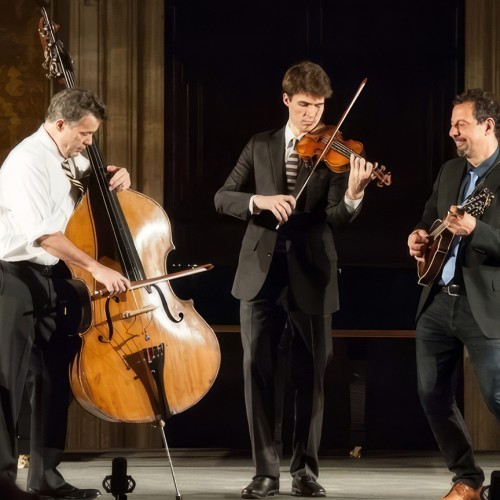Edgar Meyer, Mike Marshall, and George Meyer, group portrait