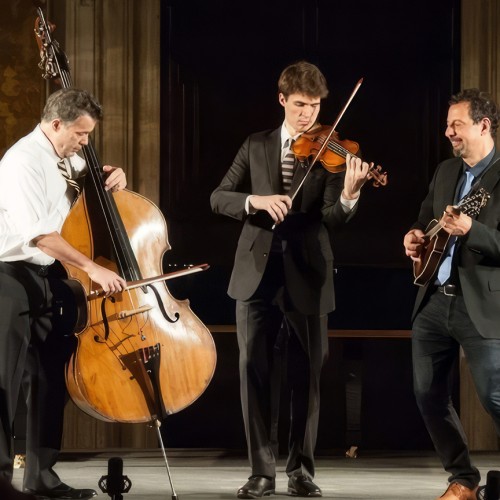 Edgar Meyer, Mike Marshall, and George Meyer, group portrait