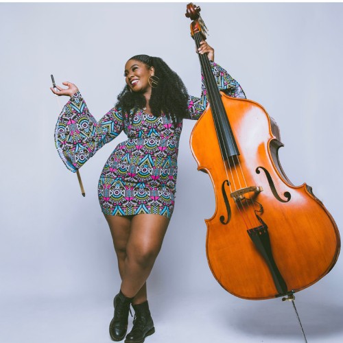 Endea Owens, portrait with upright bass