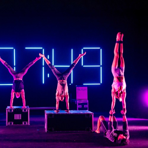 Gravity & Other Myths acrobatic ensemble in performance