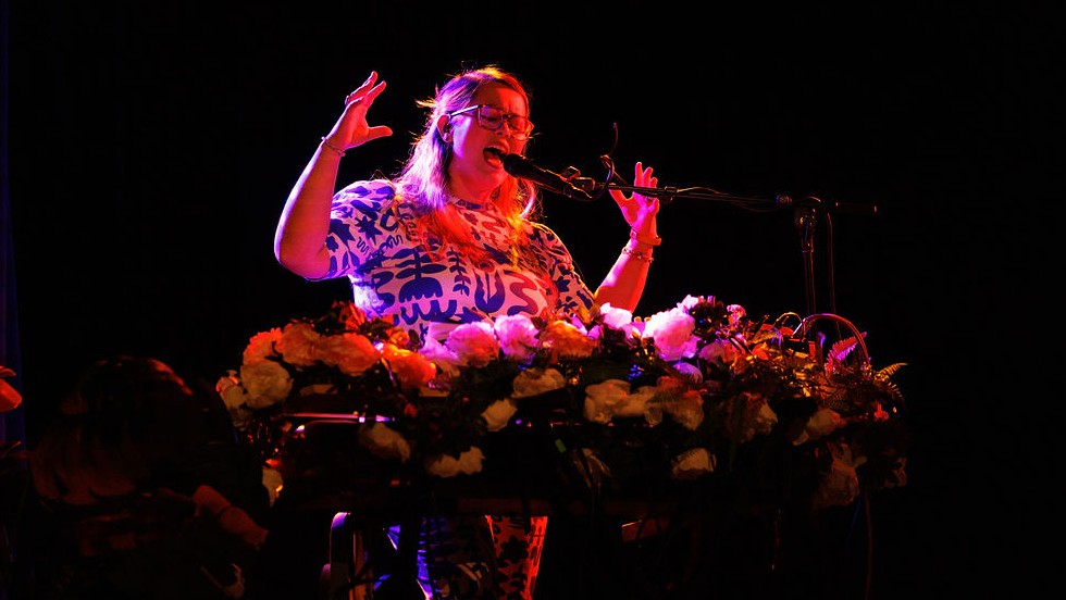 Multi-instrumentalist, composer, vocalist, songwriter, and sound artist Courtney Swain performs at Celebrity Series' Stave Sessions at Somerville Theatre's Crystal Ballroom (February 2025)