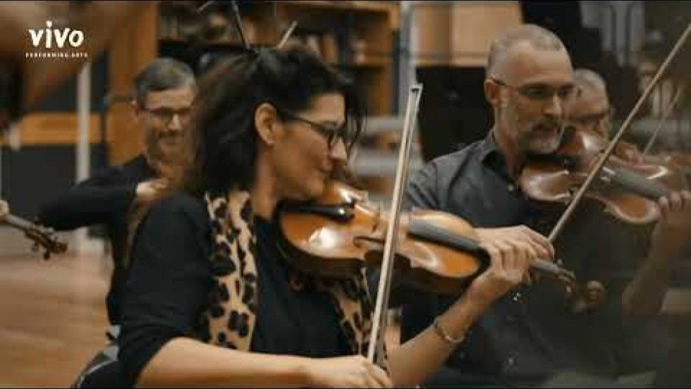 a chamber orchestra rehearses