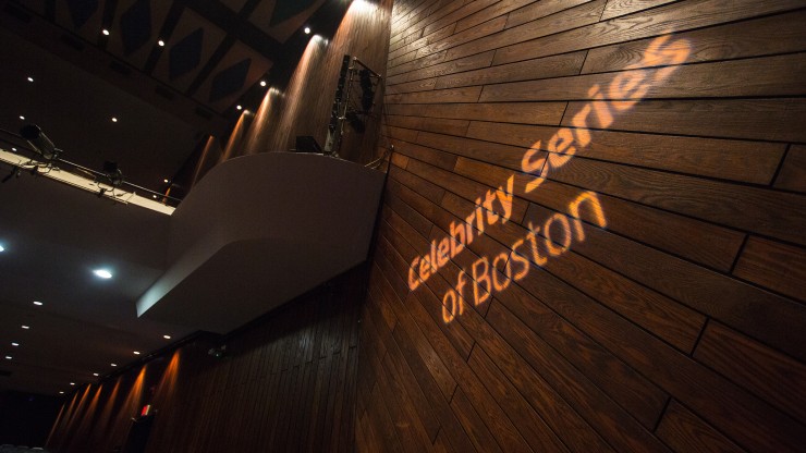 celebrity series logo projected on the wall at berklee performance center