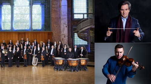 London Symphony Orchestra group portrait; Antonio Pappano, conductor; Maxim Vengerov, violinist — portraits