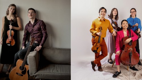 Rakish ensemble, portrait; Rasa String Quartet, group portrait
