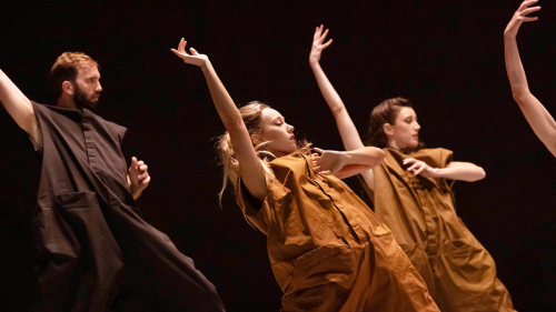 a group of dancers lean backward