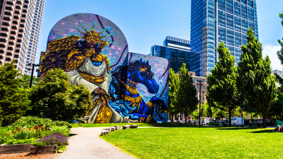 Dewey Square Park in Boston's Rose Kennedy Greenway